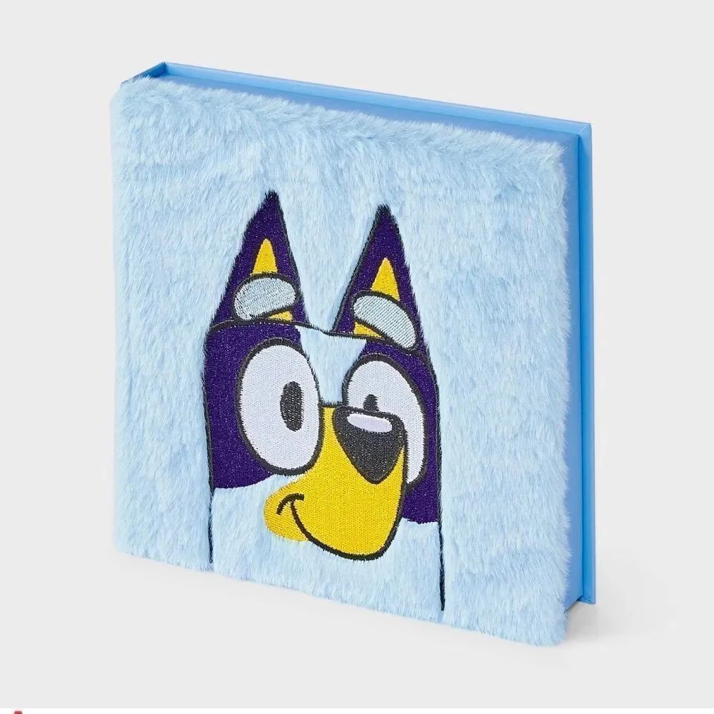 New Women's Bluey Furry Face Box of CozyEmbroidered Crew Socks Blue/Purple4-10